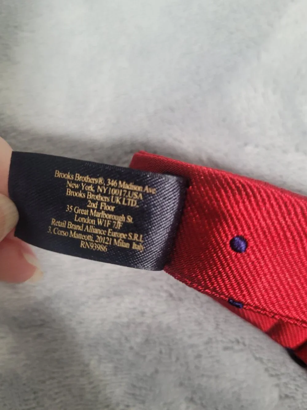 Brooks Brothers Red With Navy Polka Dot Design Self Tie Bow Tie Silk Classic